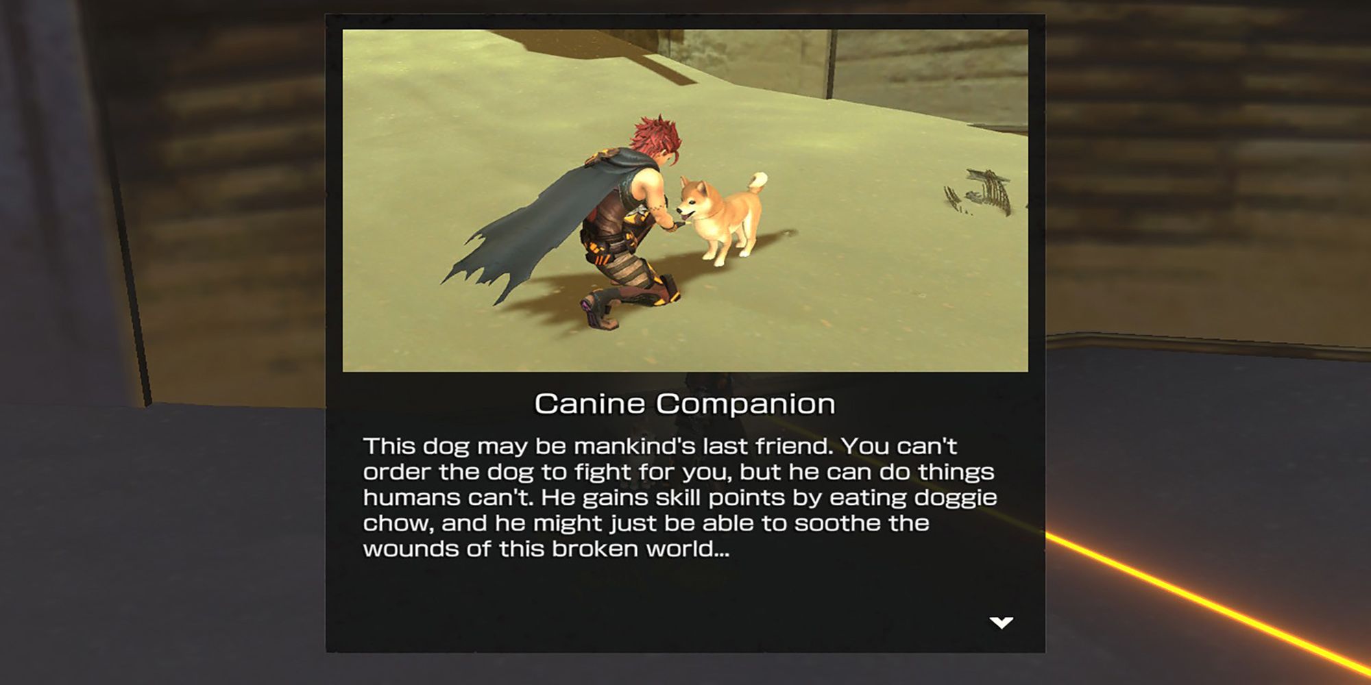 The Canine Companion Tutorial displayed in Metal Max Xeno Reborn.