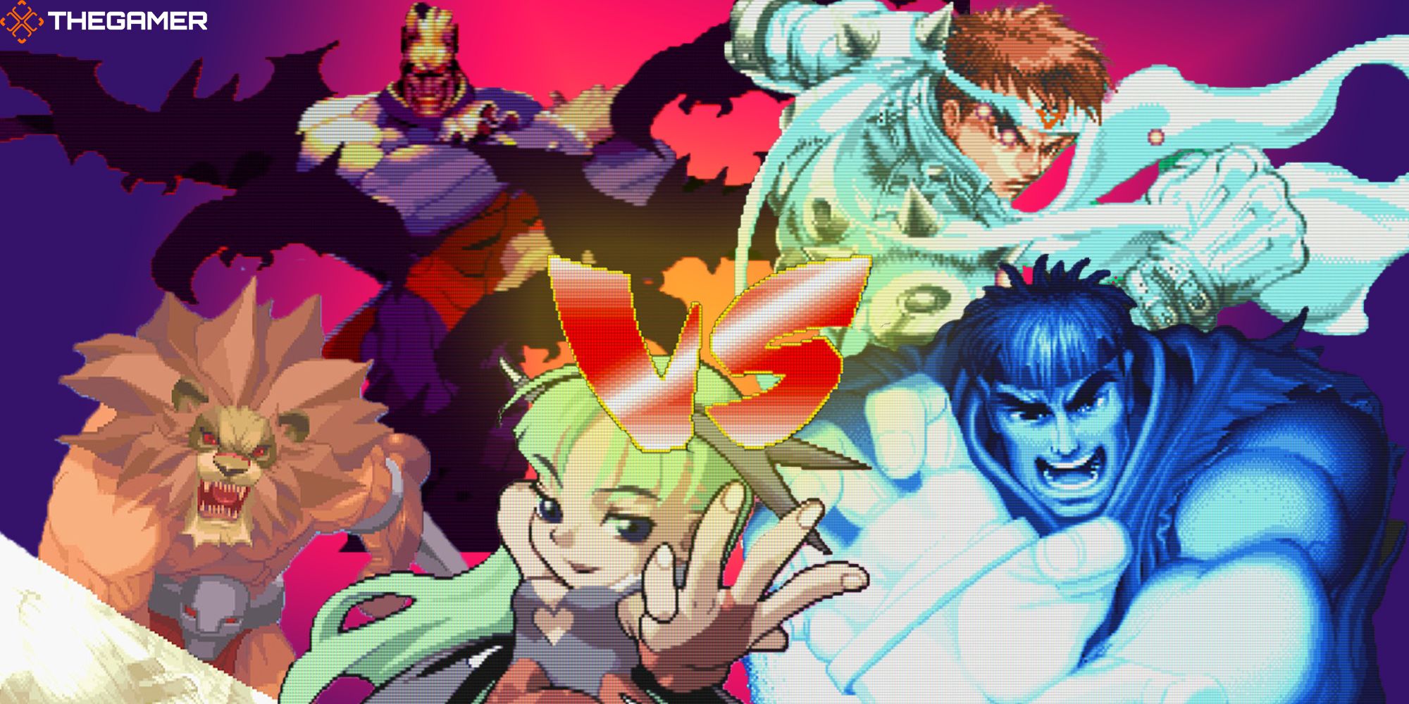 Leo, Demitri, Morrigan, Jin, and Ryu face off in an epic Capcom crossover battle in this feature image for TG.