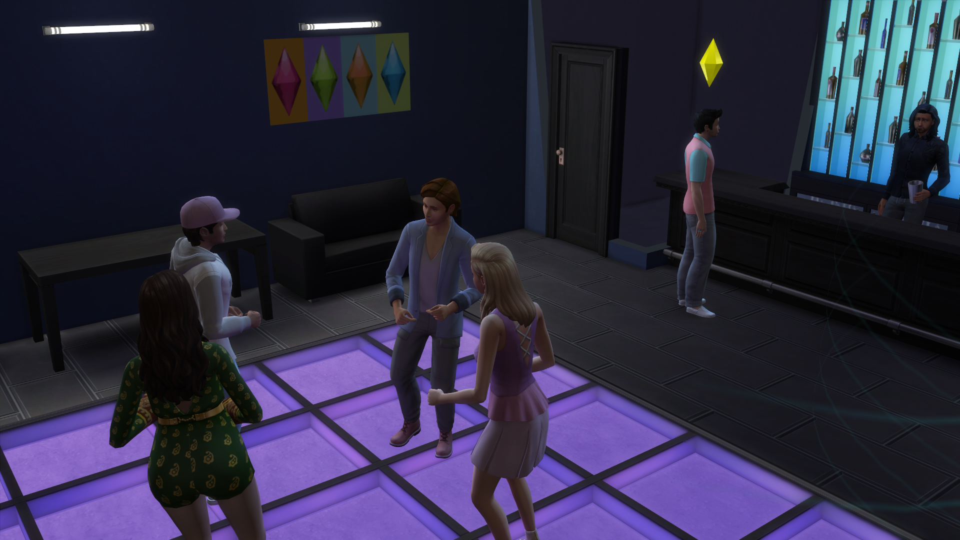 A nightclub scene in The Sims 4