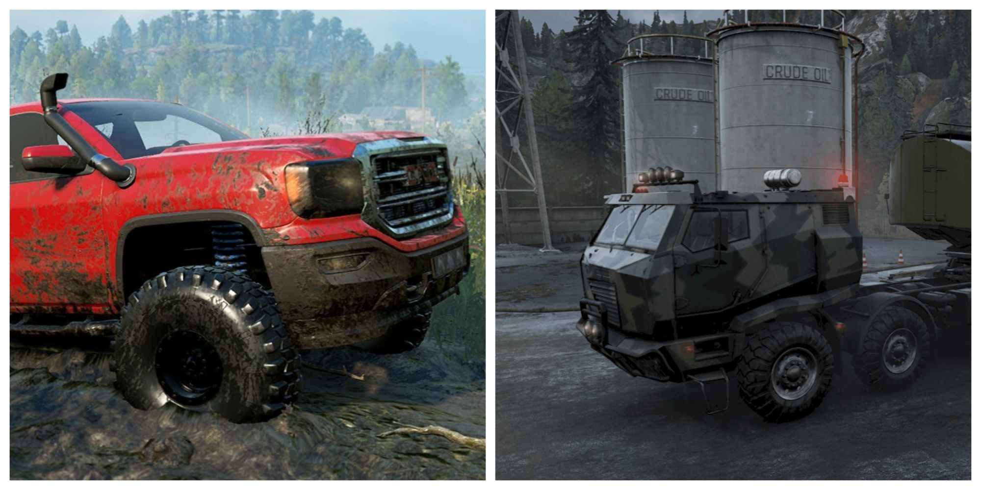 SnowRunner: The Best Mods split image of trucks