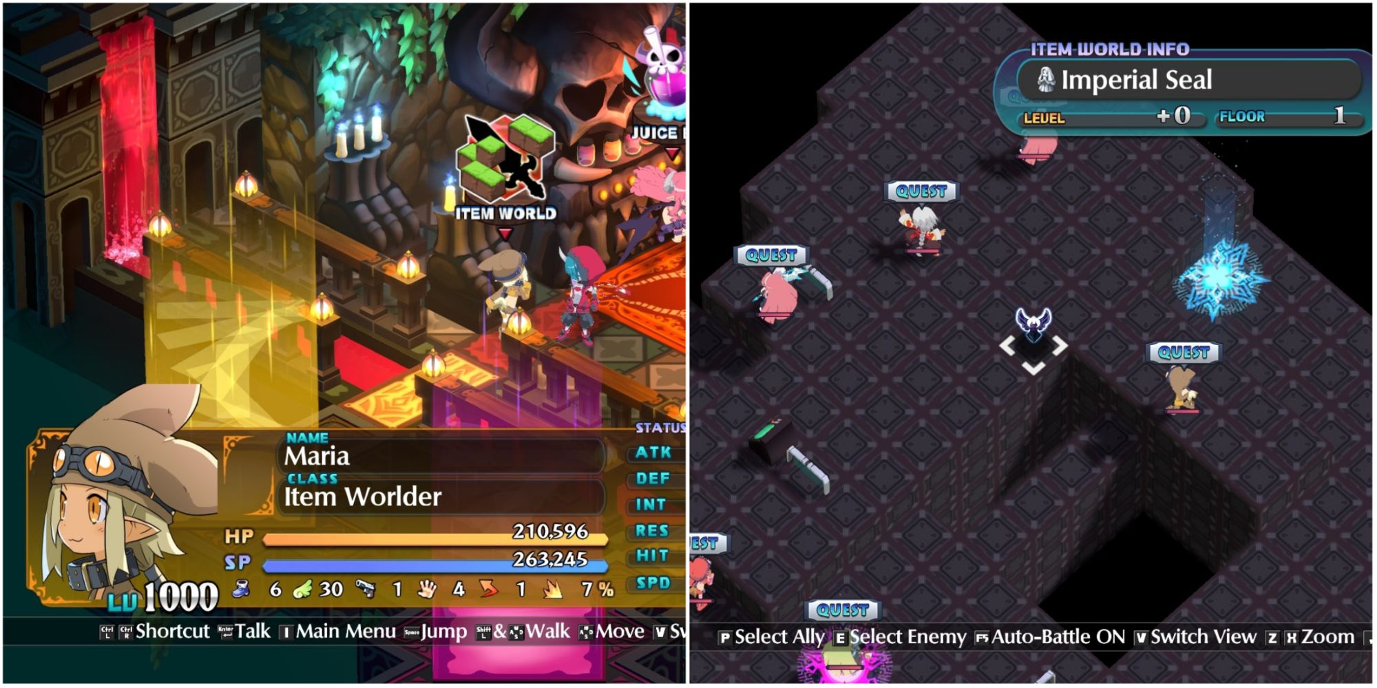 Disgaea 6 - collage of item worlder and the item world