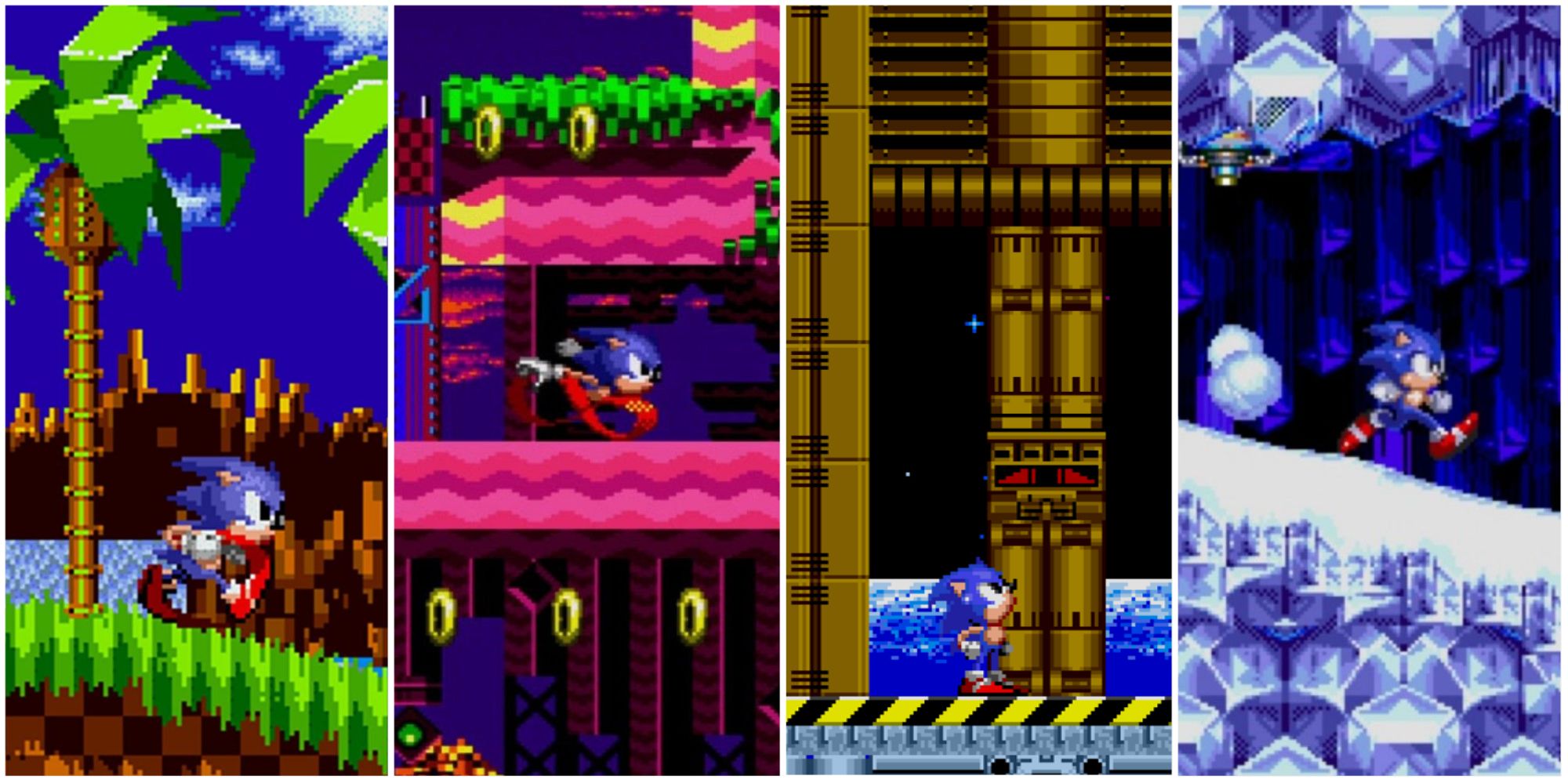 Screenshots from the first four Sonic Games 