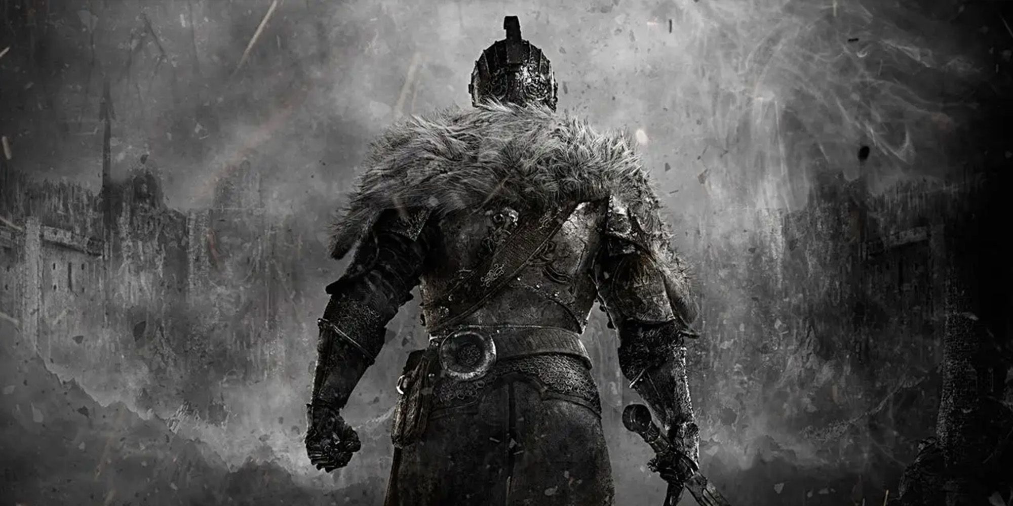 Key art of a knight in Dark Souls 2, from behind