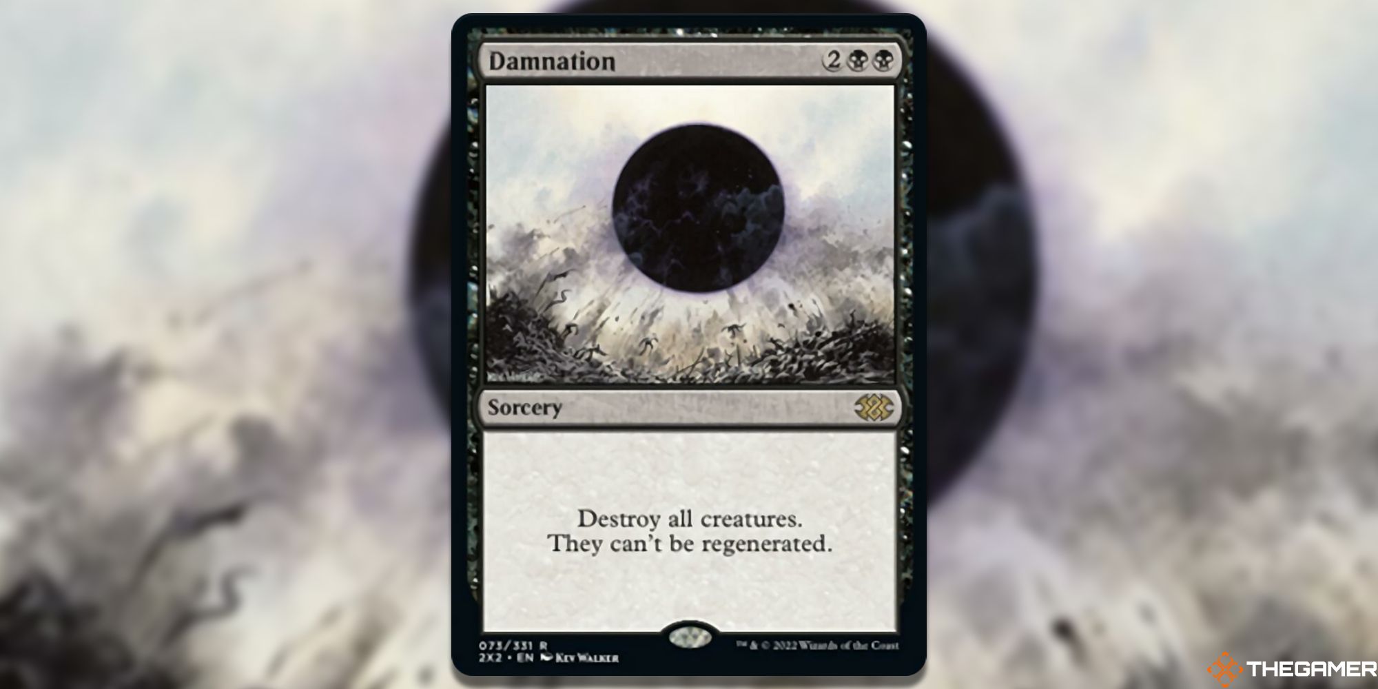 Image of the Damnation card in Magic: The Gathering, with art by Kev Walker