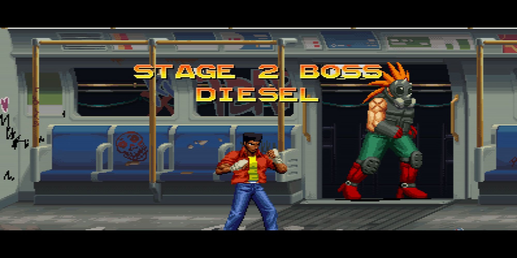 Duke encounters the hulking Stage 2 Boss, Diesel, in a subway car in Final Vendetta.