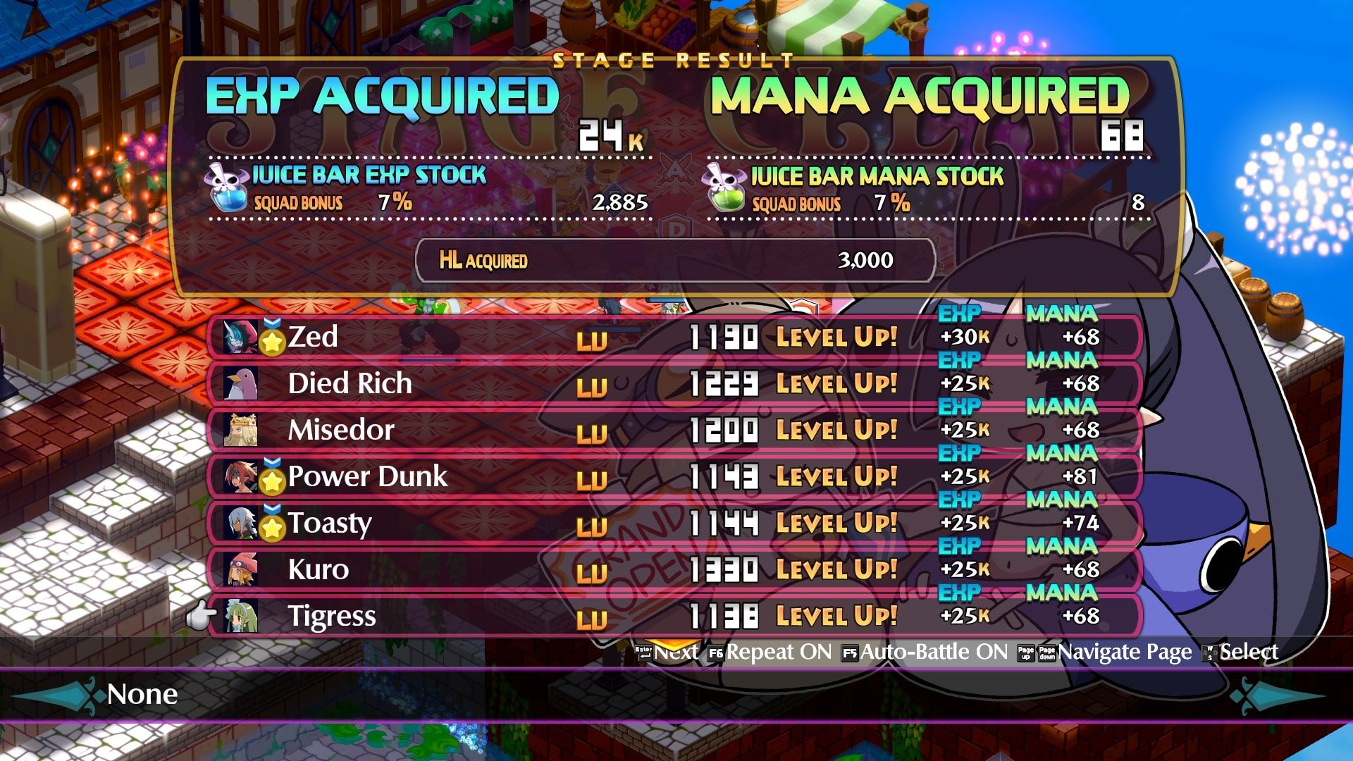 Disgaea 6 Super Characters levelling to level 1000
