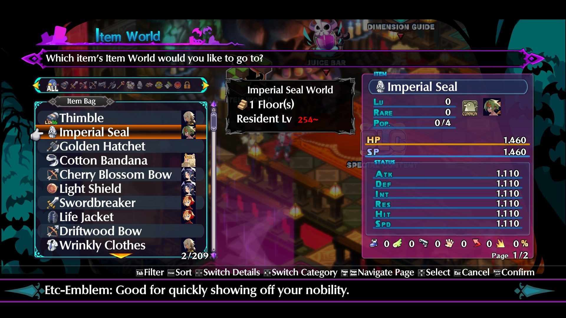 Disgaea 6 Entering an Imperial Seal Item World