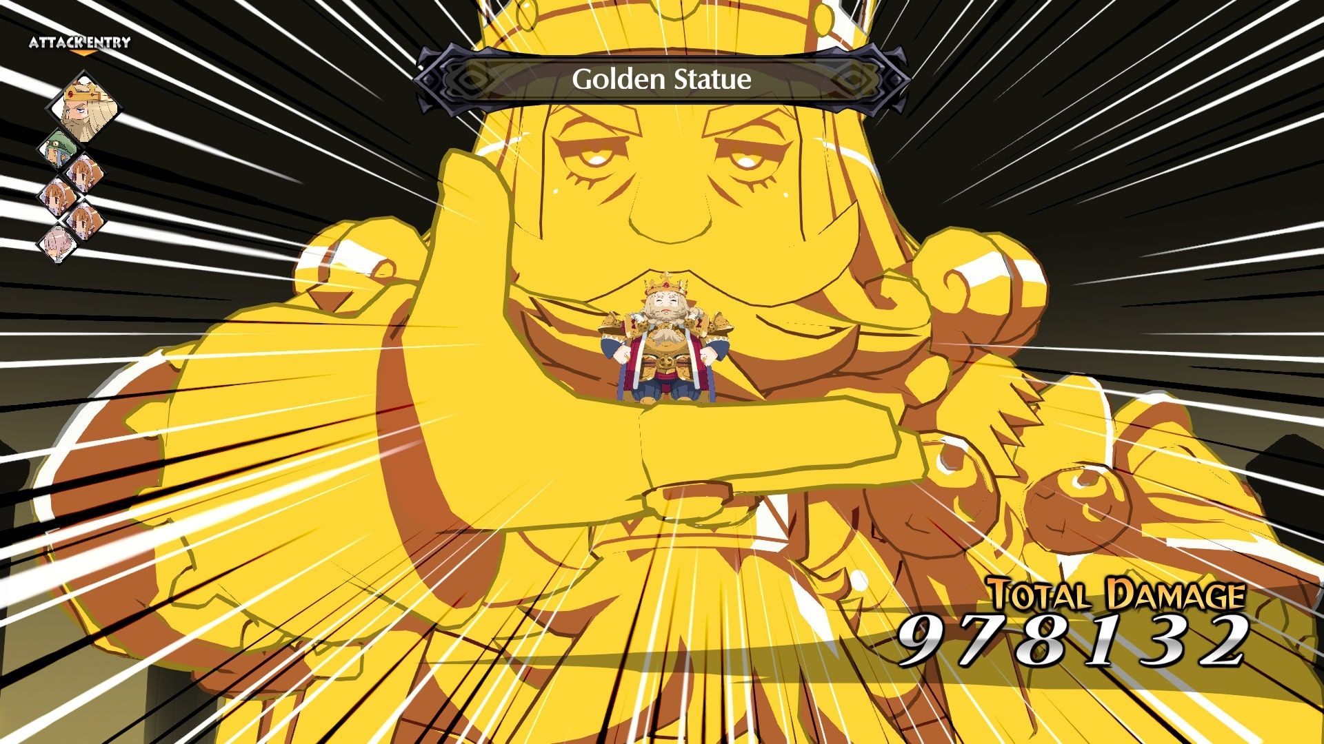 Disgaea 6 Misedor attacking with Golden Statue