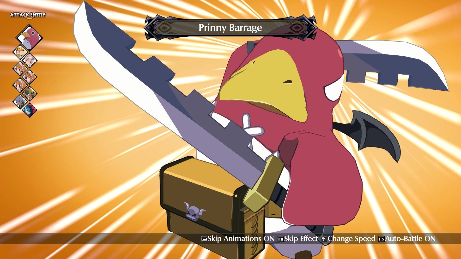 Disgaea 6 Prinny using Prinny Barrage