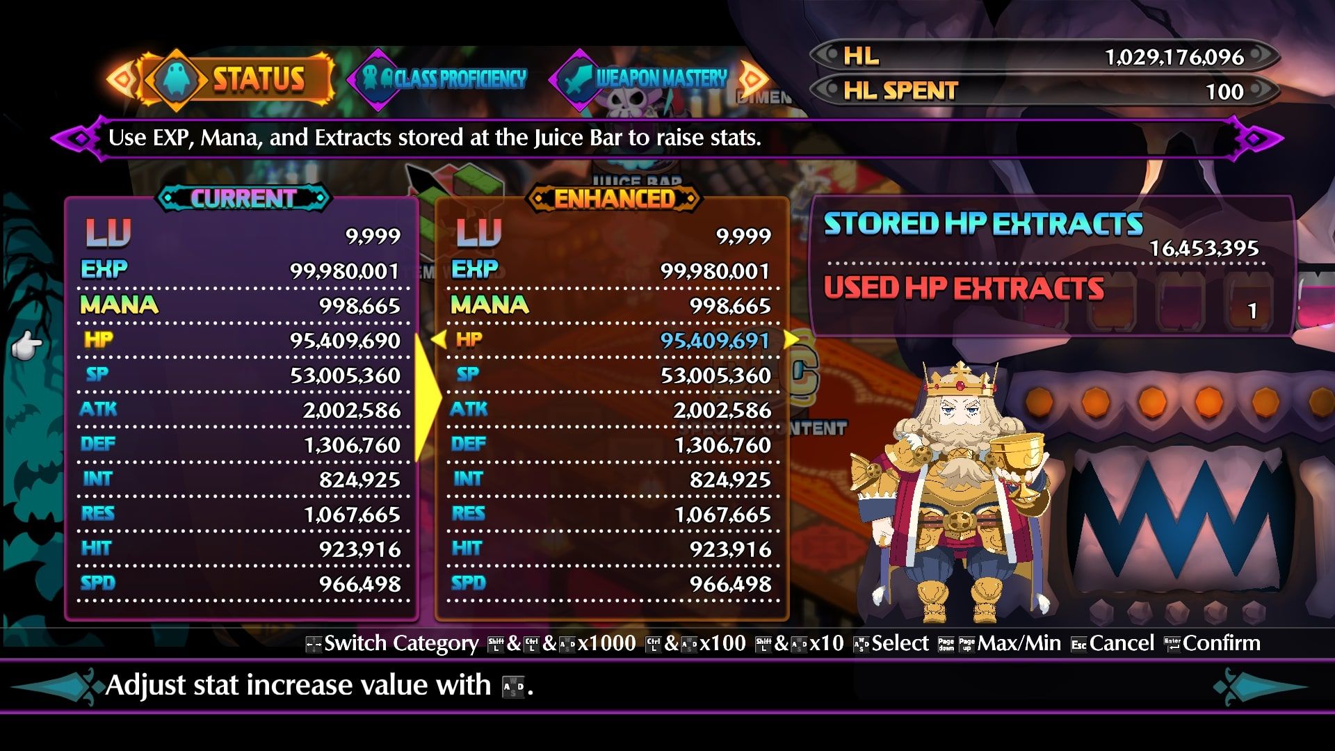 Disgaea 6 Juice Bar increasing stats one at a time