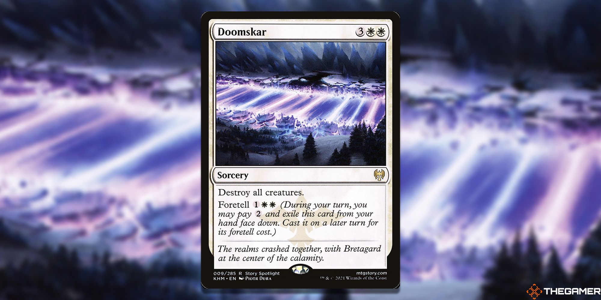 Doomskar Magic: The Gathering Card overlaid over artwork.