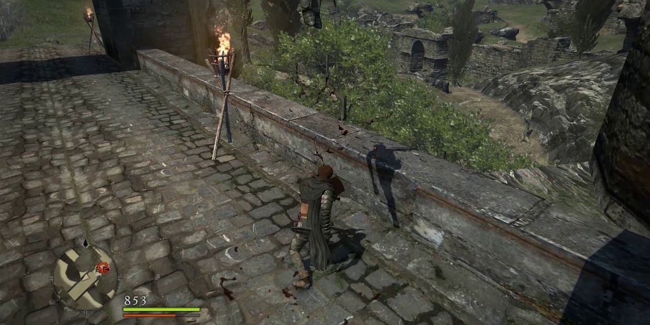 A character using Instant Reset on a bridge in Dragon's Dogma