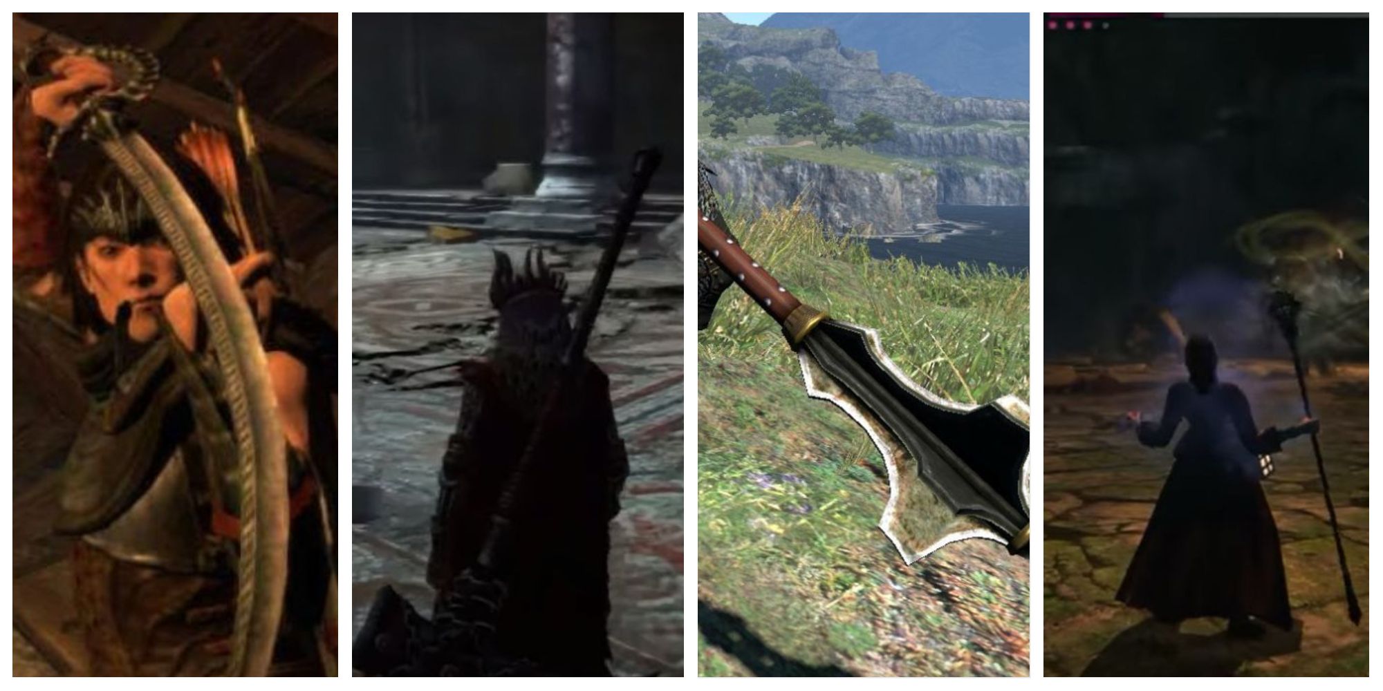 A split image of some of the most powerful weapons in Dragon's Dogma