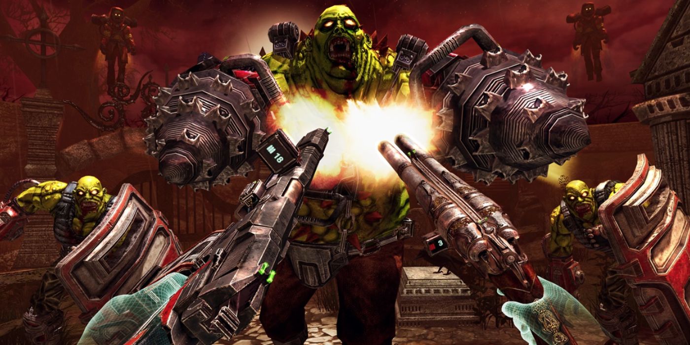 Drop dead VR dual strike guns hitting zombie