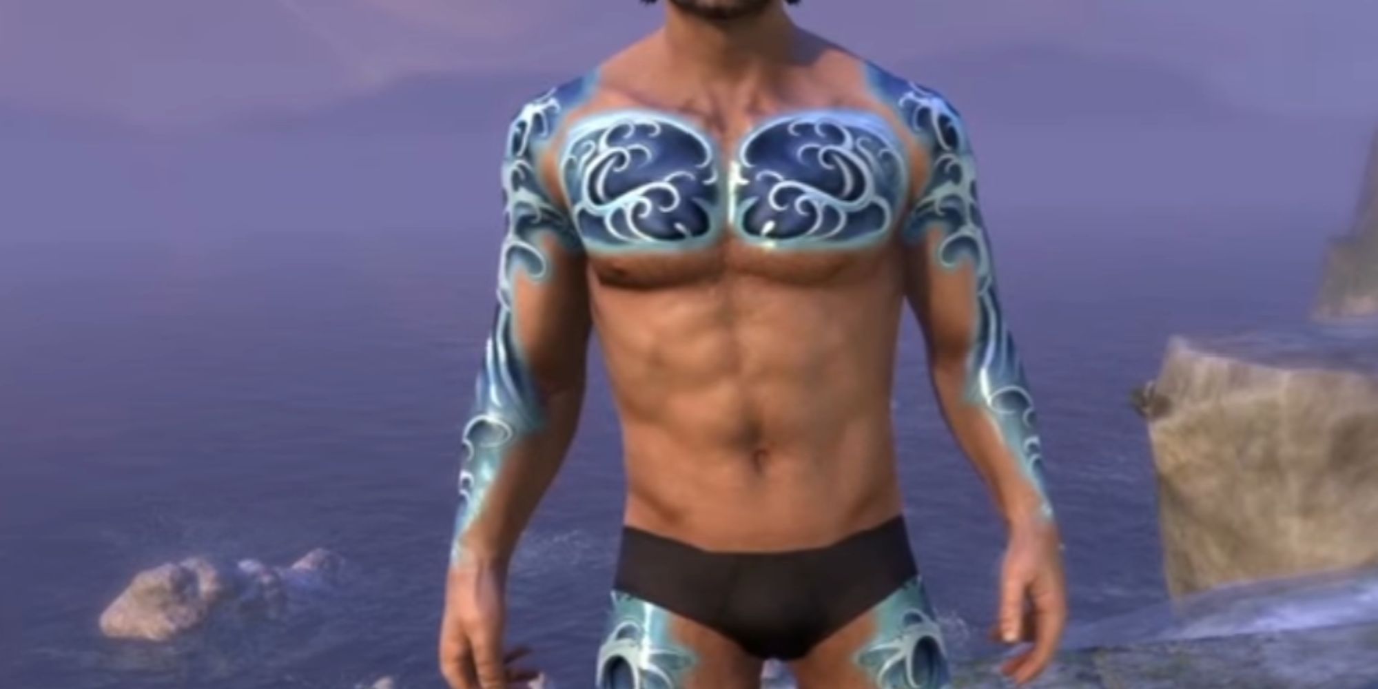 ESO Stormsurge Body Markings On A Character's Chest And Legs