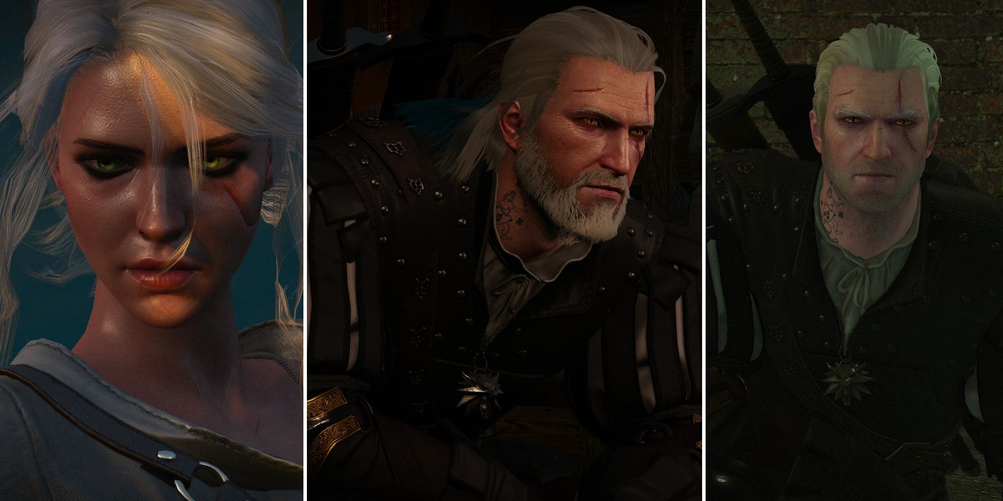 Split image, The Witcher 3. Ciri, Geralt.
