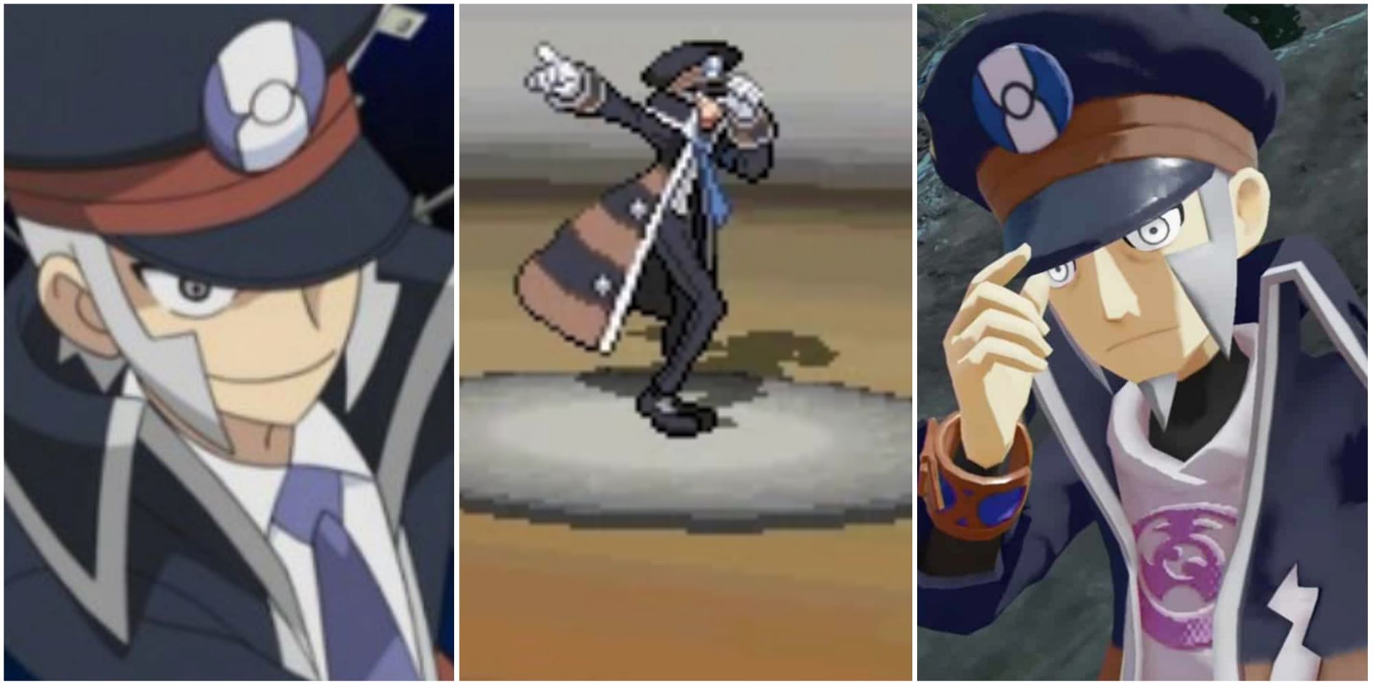 Split image screenshots of Ingo from the anime, Ingo challenging you in the Battle Subway and Ingo in Pokemon Legends: Arceus.
