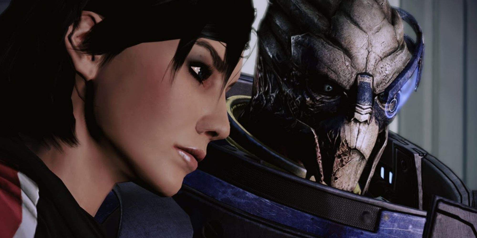 Female Shepard and Garrus Stand Side by Side
