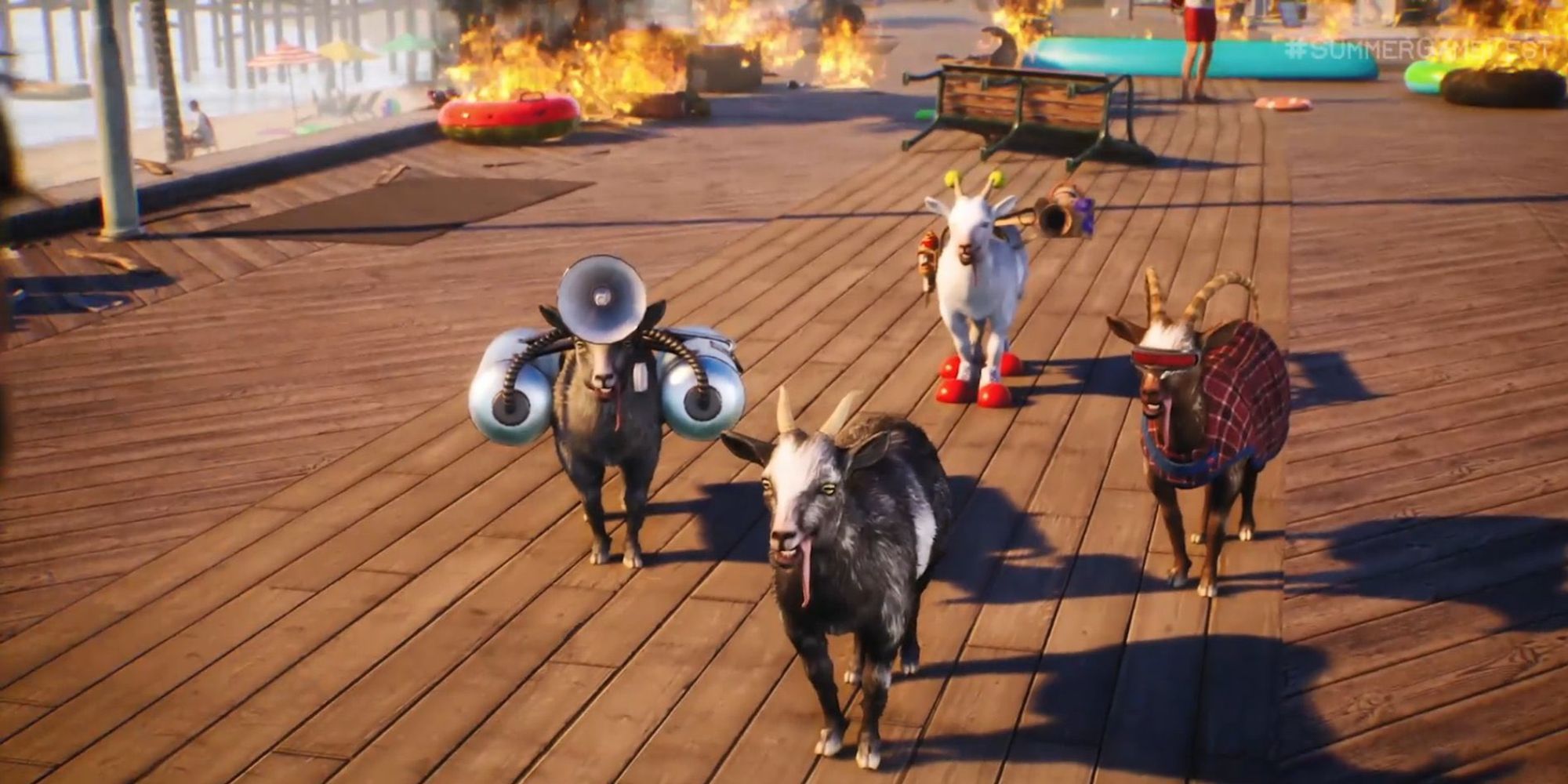 Goat Simulator 3 Screenshot Of A Group Of Goats