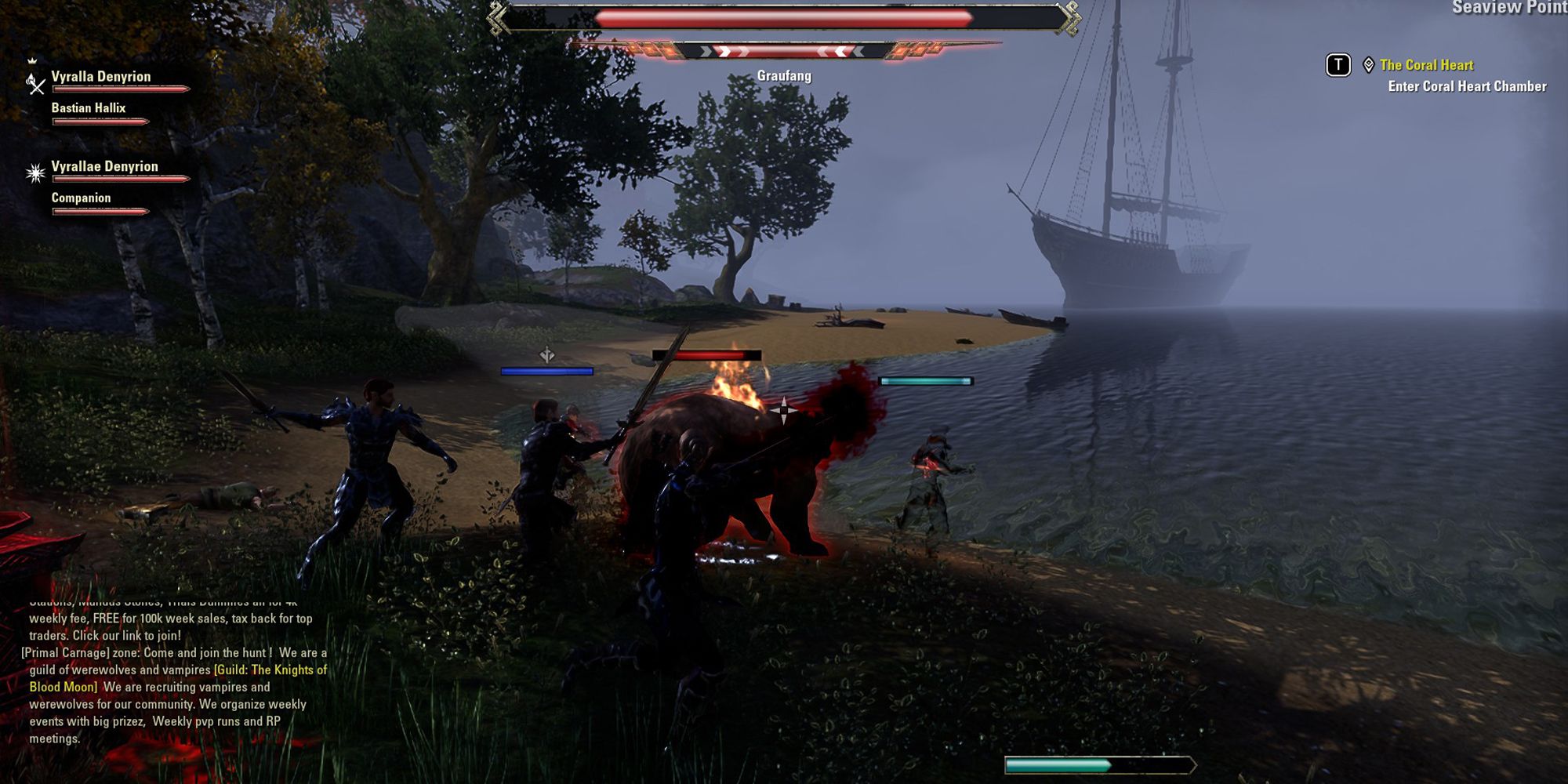 Elder Scrolls Online Fighting Graufang at Seaview Point
