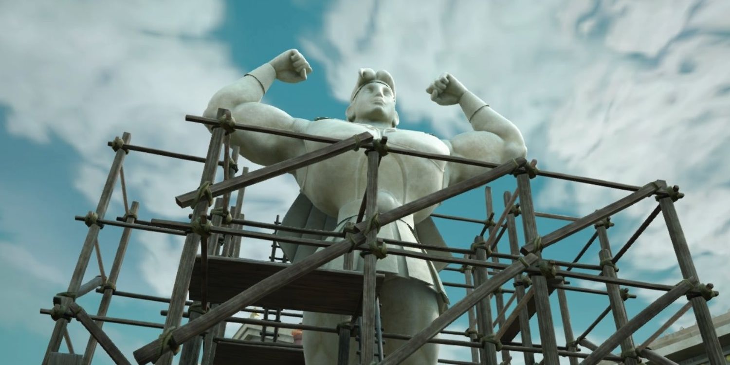 Screenshot of the Hercules Statue in Kingdom Hearts 3.