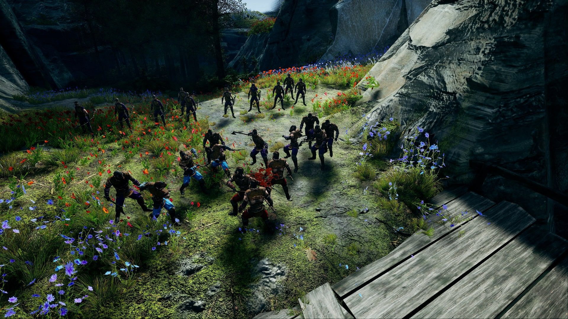 Frozenheim Axemen and Archers fighting Jarl Erlands troops near a bridge