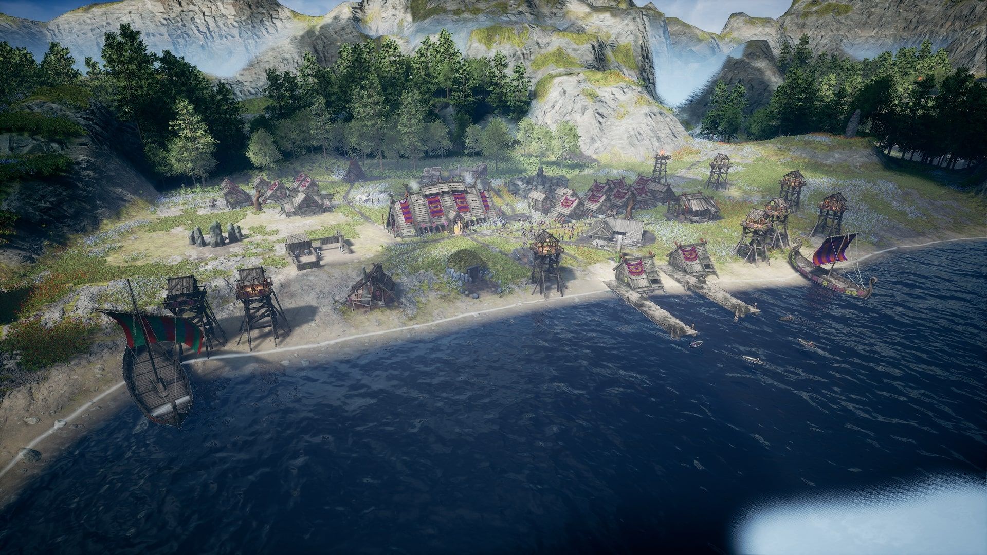 Frozenheim lategame village on the coast