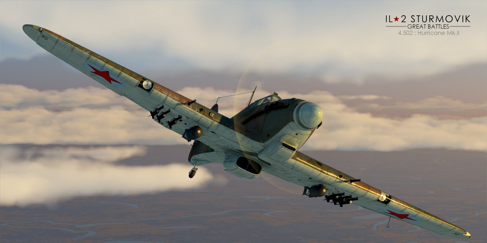 Plane flying through the cloudy sky in IL 2 Sturmovik: Great Battles