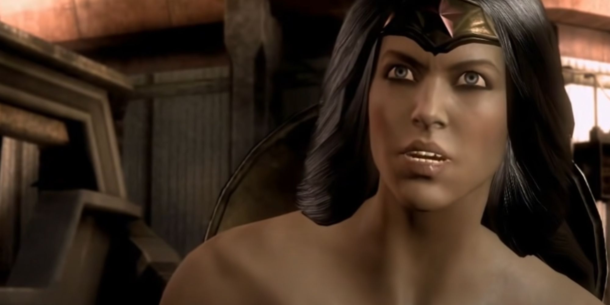 Wonder Woman in cutscene of Injustice Gods Among Us.