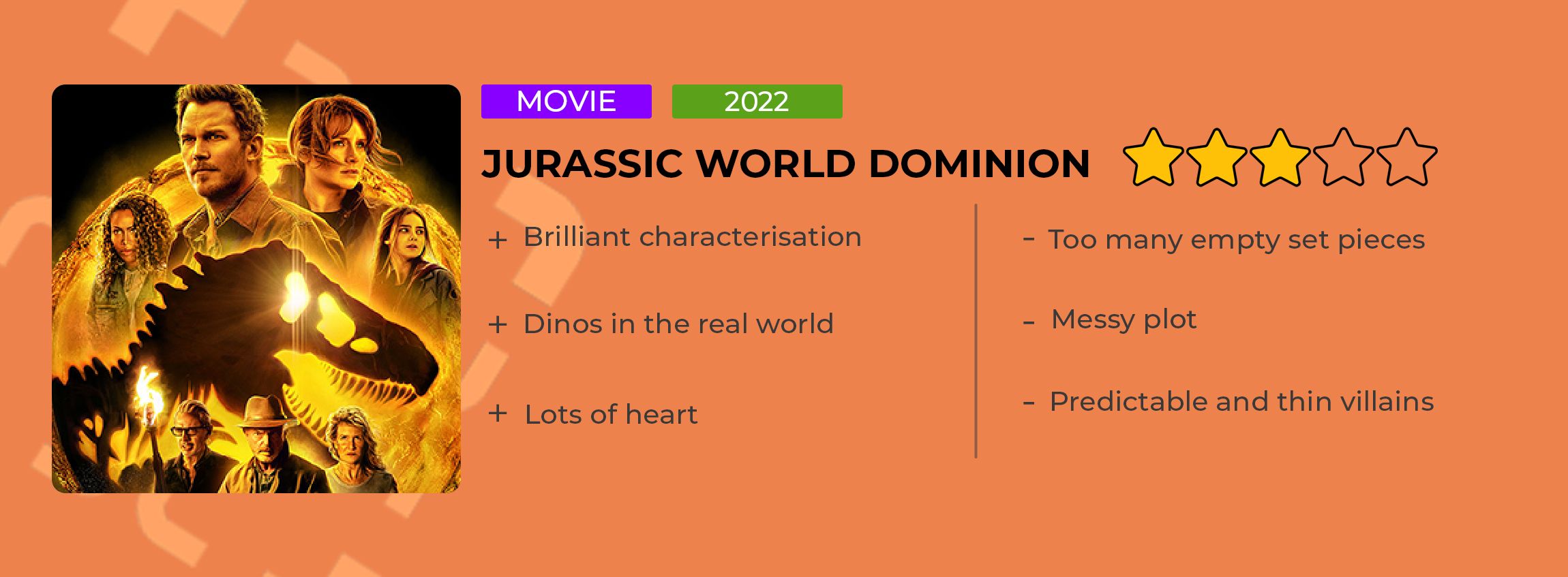 Jurassic World Dominion Review Card