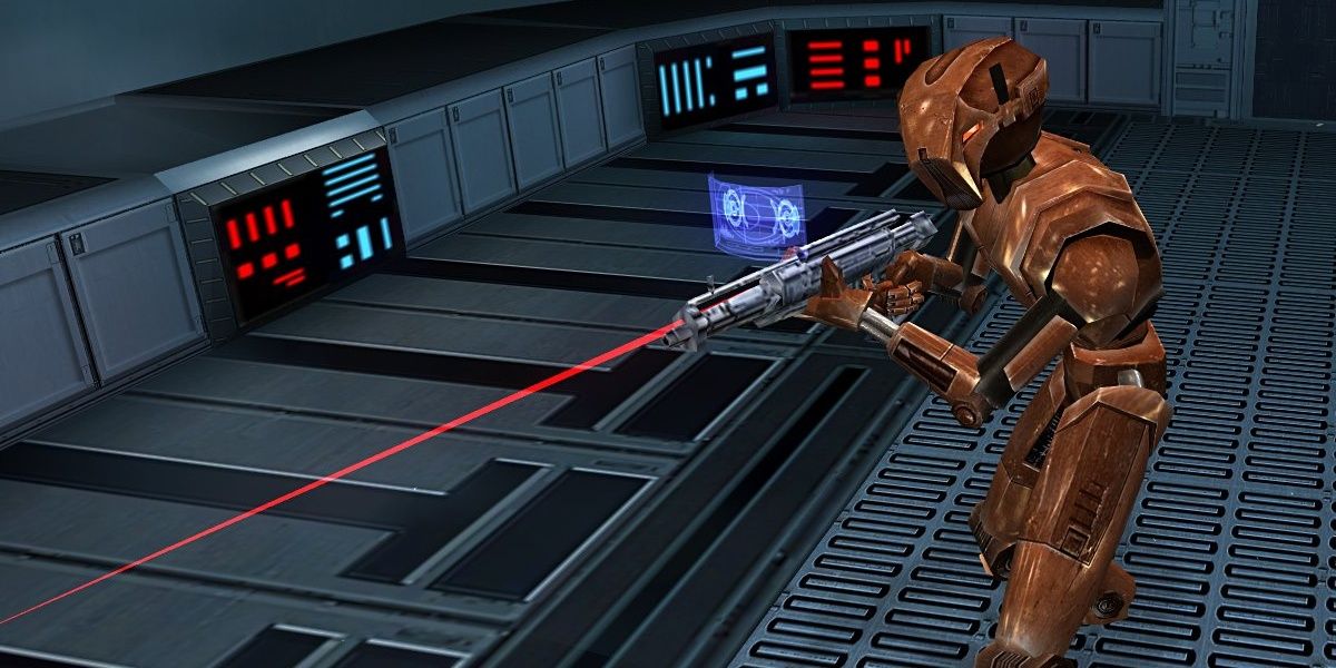 KOTOR 2 Verpine Droid Disintegrator held by HK-47