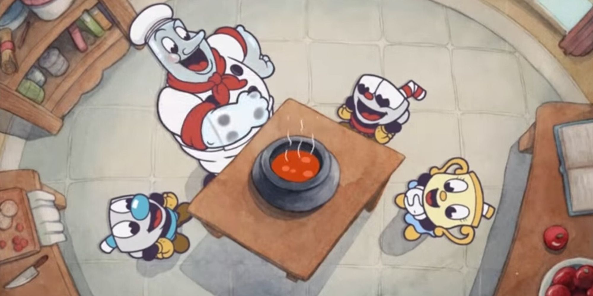 Cuphead And Friends Gather Around The Last Course