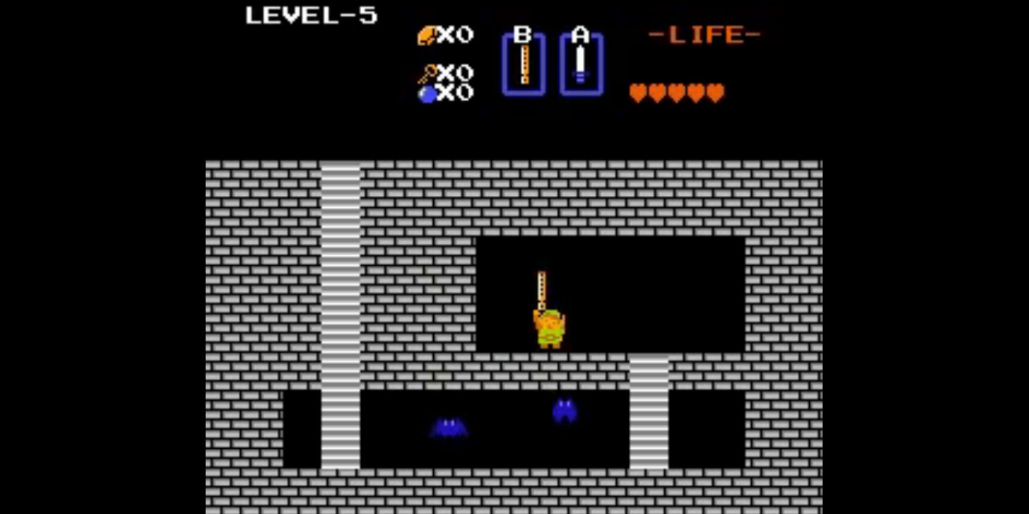 Link holds the Flute in the basement of a dungeon