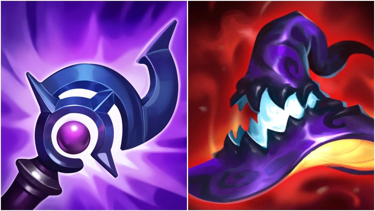 An Image Split Of The Items Luden's Tempest And Rabadon's Deathcap From League Of Legends
