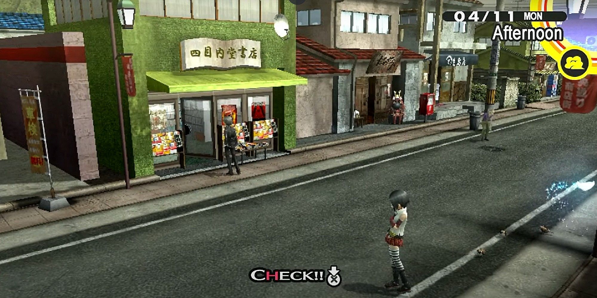 Marie is visible while Yu first explores Inaba in Persona 4 Golden