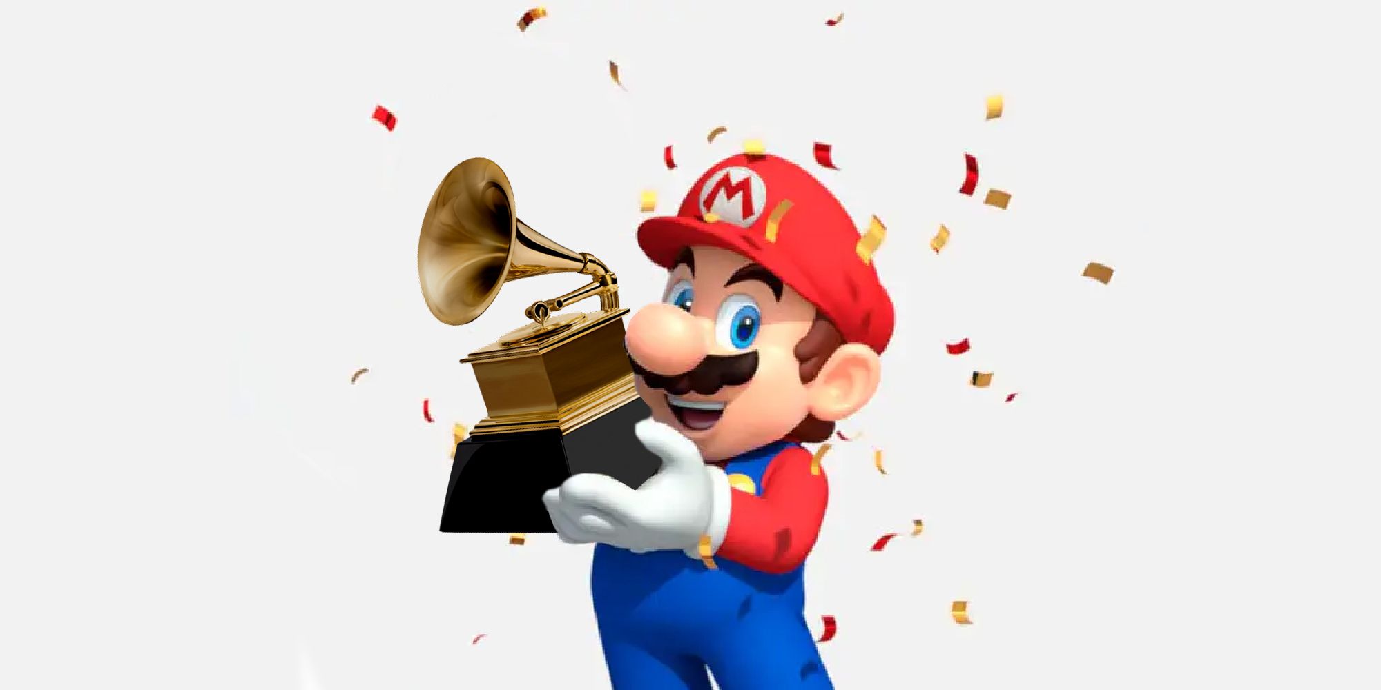 Mario holding a Grammy