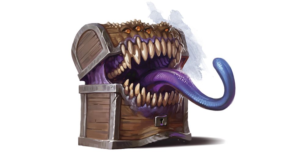 A treasure chest with tongue and teeth