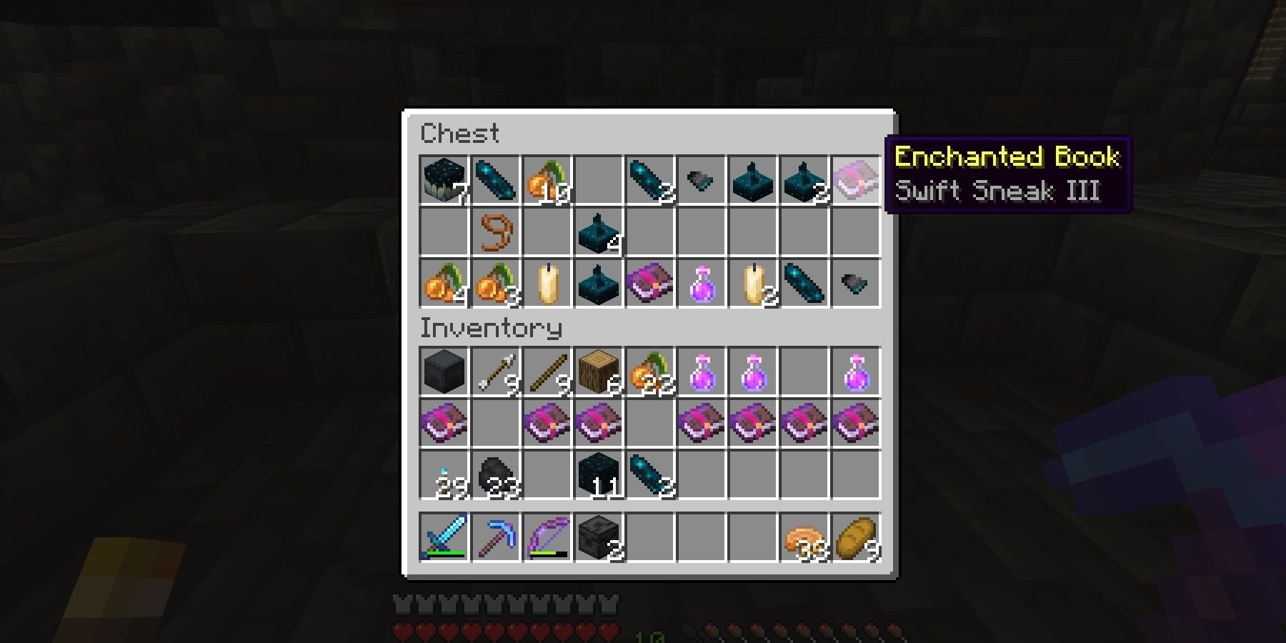 Minecraft Ancient City Chest Loot Enchanted Book Swift Sneak Candles Echo Shards 