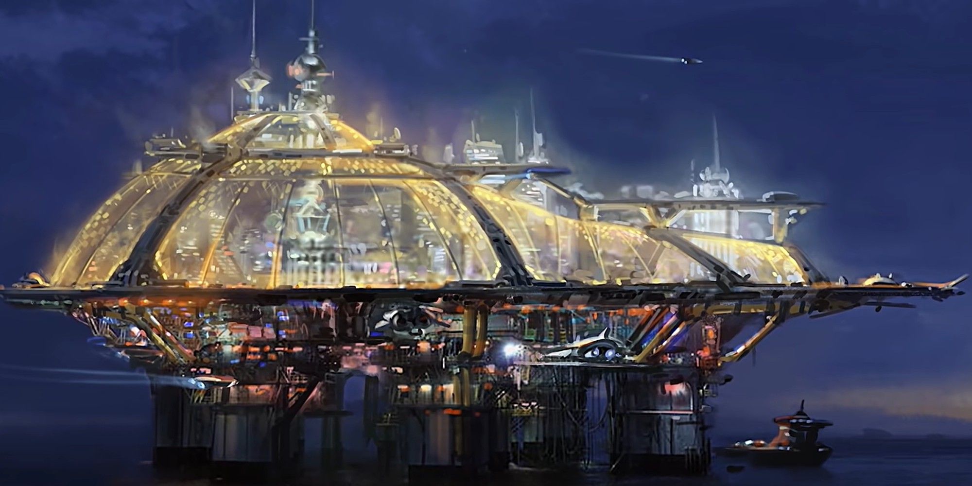 Concept art for the pleasure city Neon in Starfield