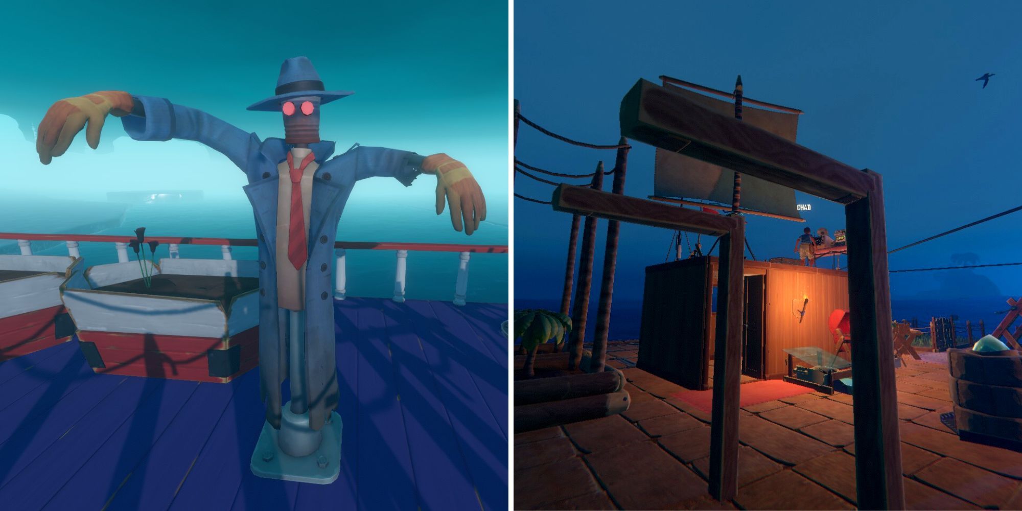 advanced scarecrow and horizontal pillar being built