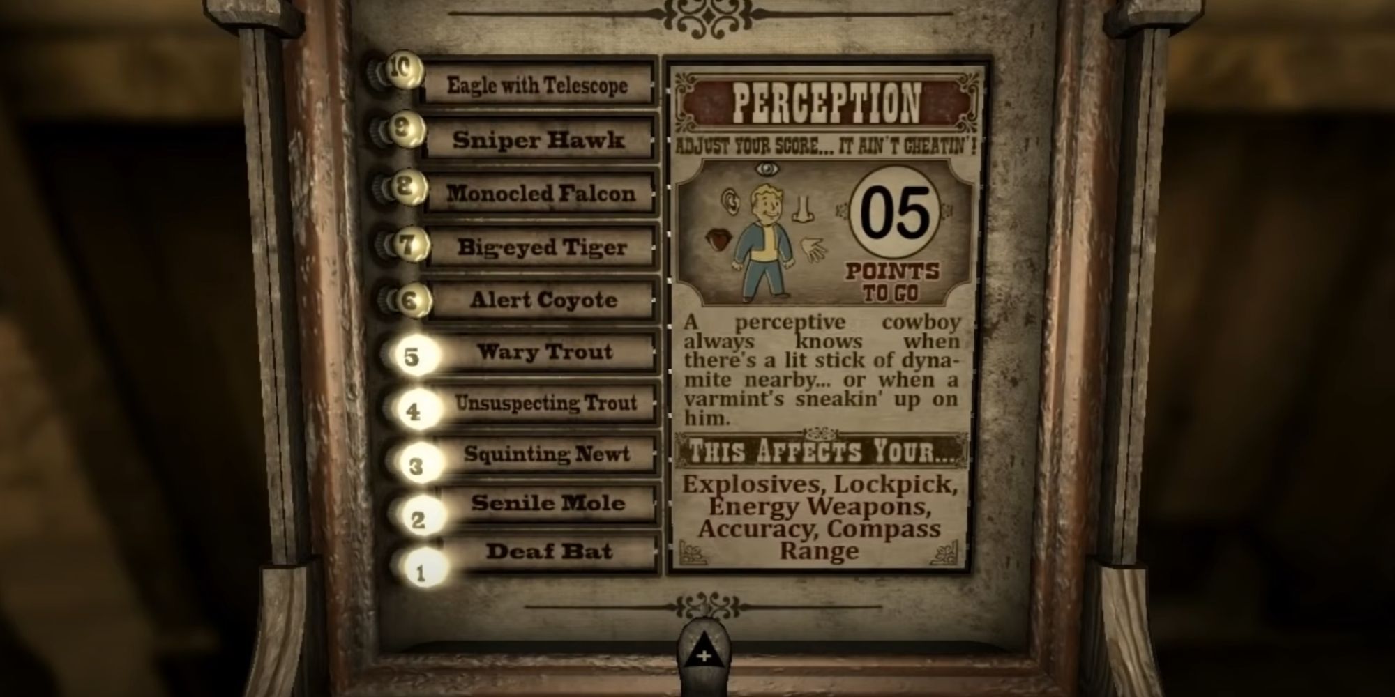 New Vegas Perception Special Stat During Character Creation