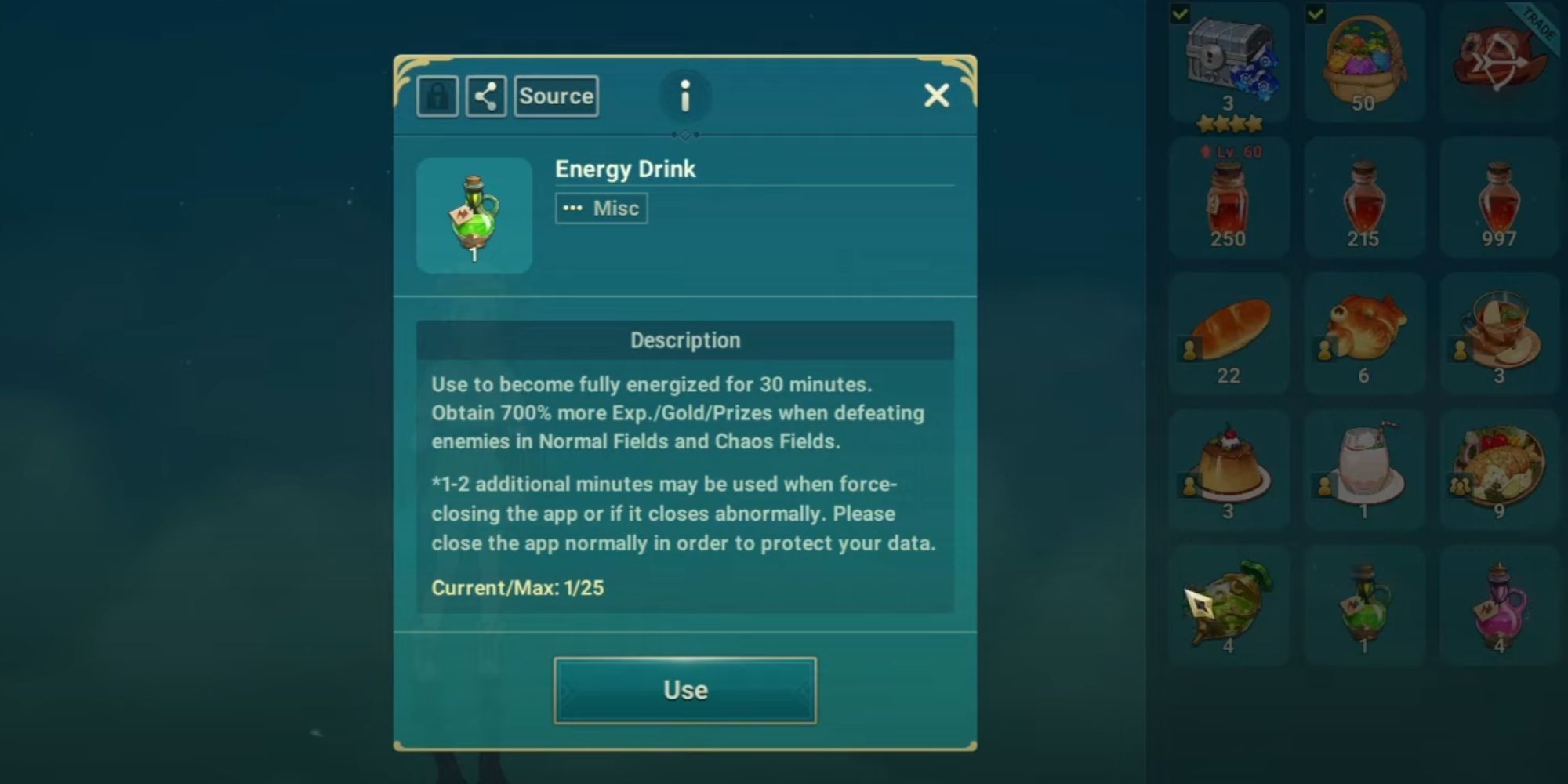 Ni No Kuni Cross Worlds Energy Drink Inside Inventory