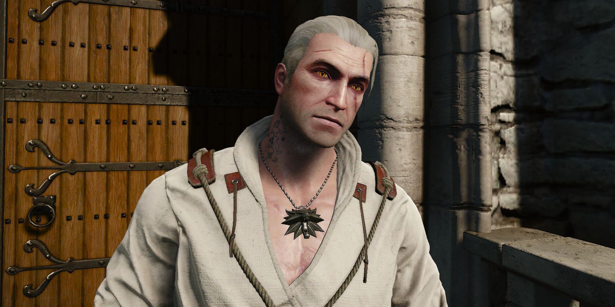 The Witcher 3 Geralt posing for a photo.