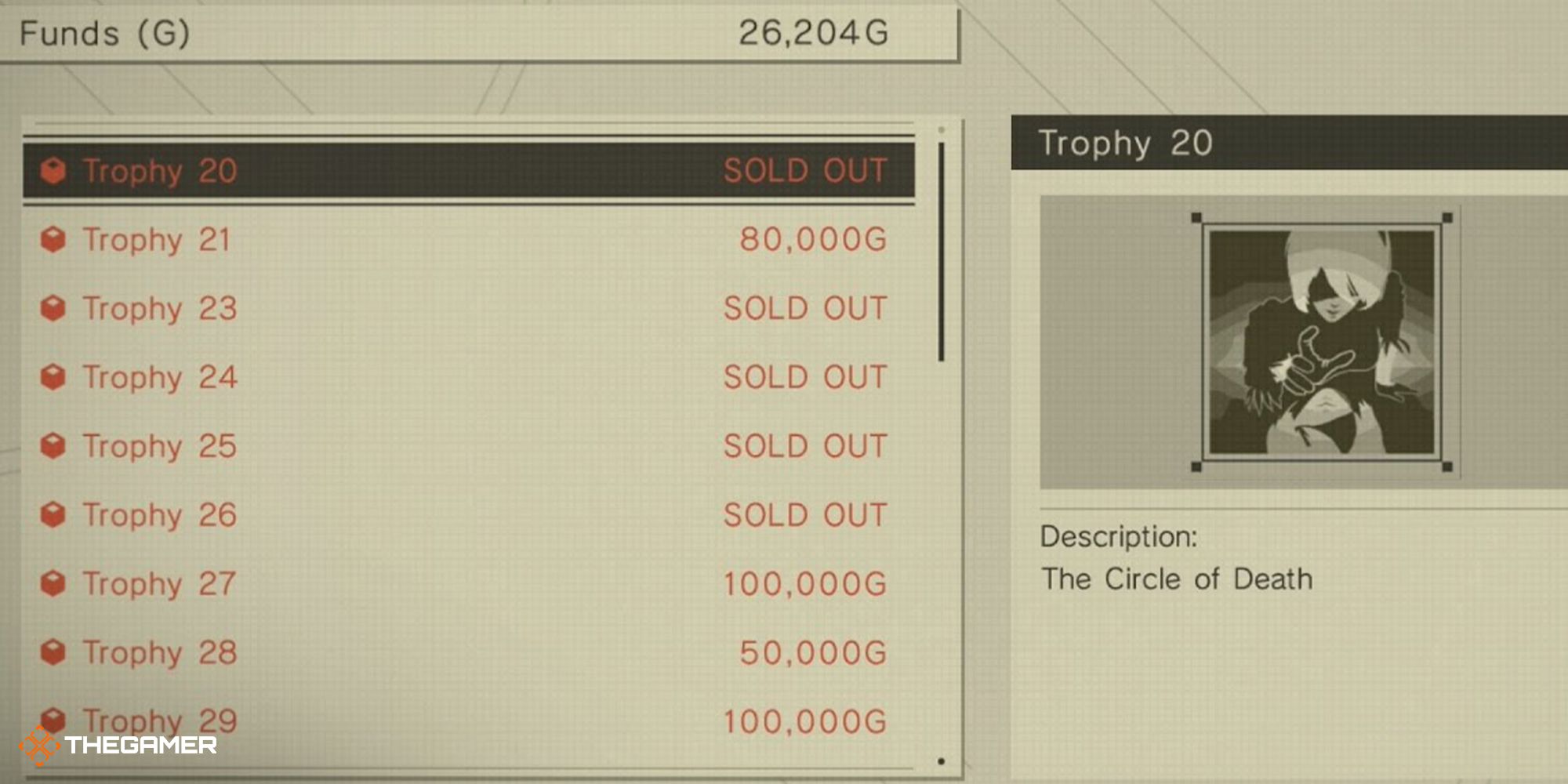 NieR Automata - buying trophies