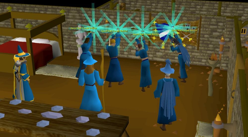 OSRS screenshot of the Amulet Incantation being cast in the basement of Wizards' Tower