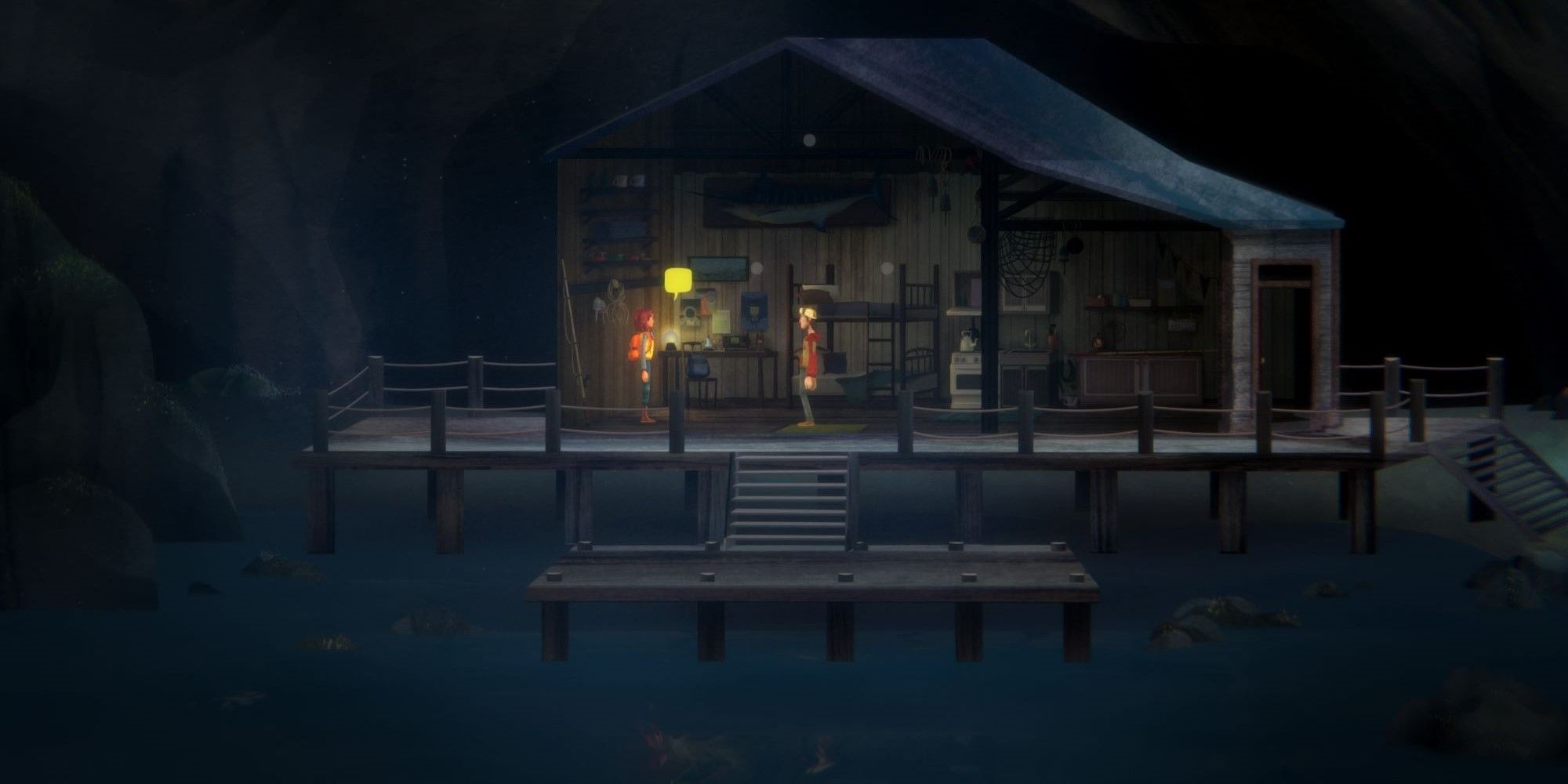 Oxenfree 2 hut by the lake