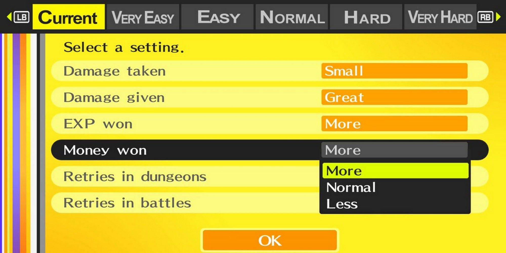 Persona 4 Golden Difficulty Selection