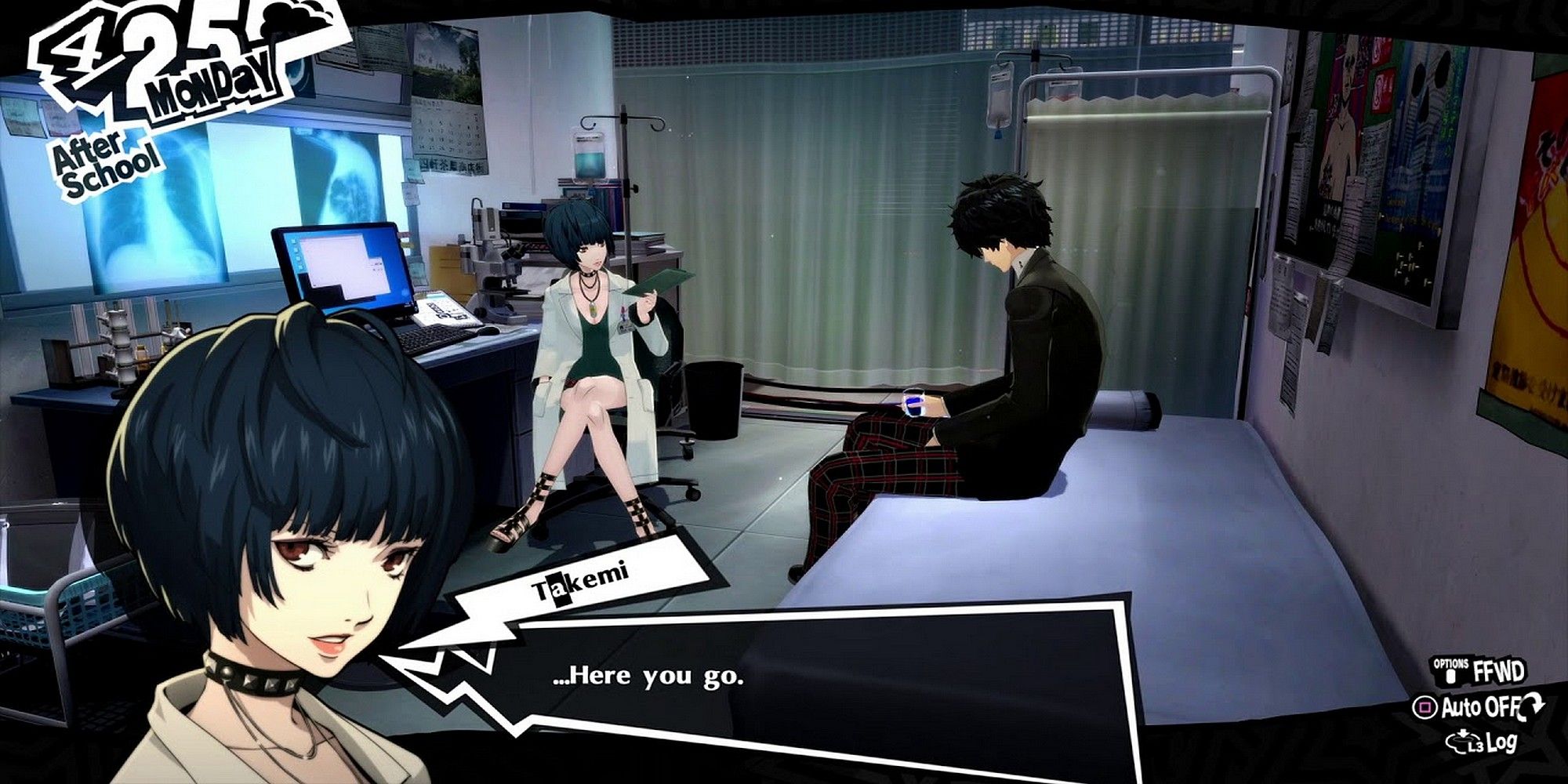 Persona 5 Tae Takemi and Joker at the Clinic