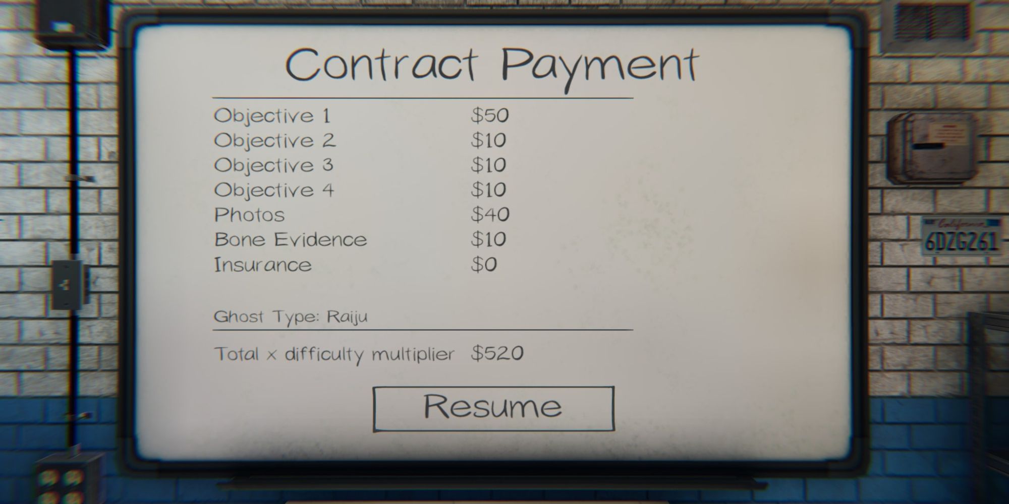 Phasmophobia contract payment