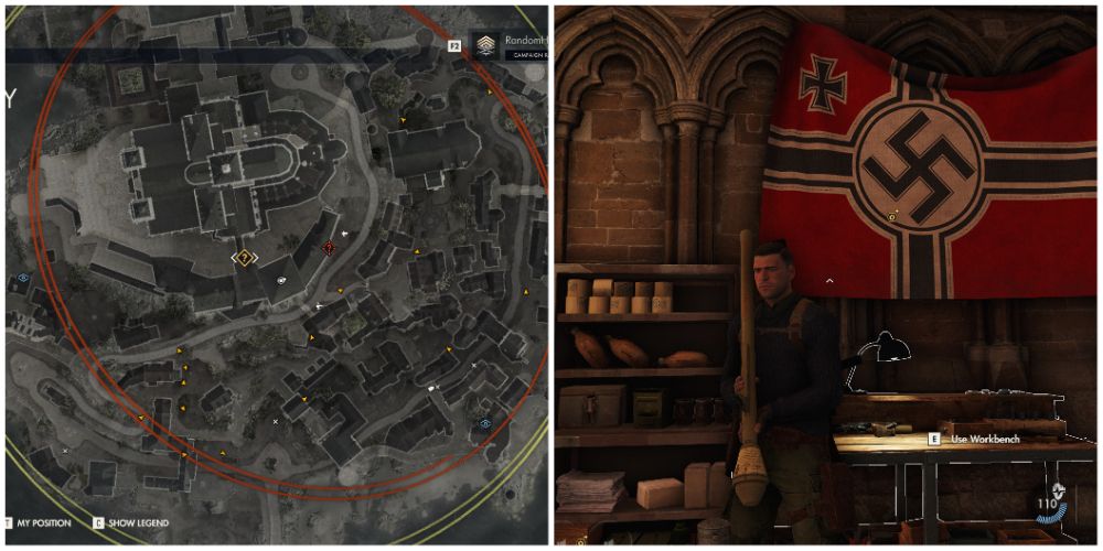 A Map Showing The Location Of The Pistol Workbench In Sniper Elite 5 Mission Three